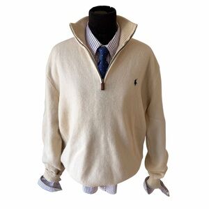 Ralph Lauren Cream Merino Wool Quarterzip